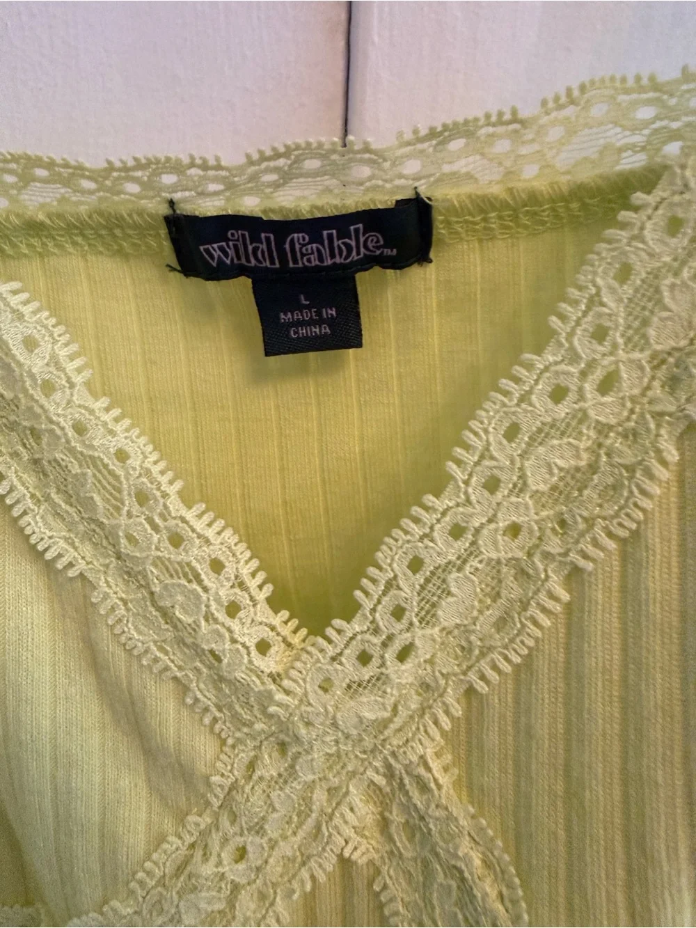 wild fable lime green Lace-Trim Ribbed Cami